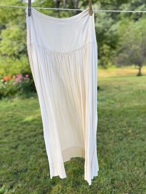 Vintage 1940s William Skinner Turku Long Skirt S Silk Rayon Off White Gathered